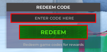 BloxStrike enter codes box and redeem button