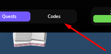 The Codes button in Nations Roleplay : Remastered