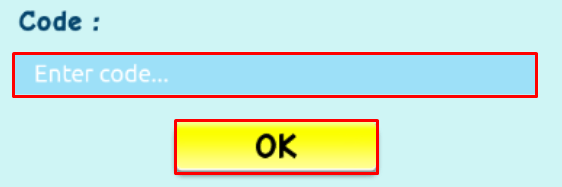 Animal Battles enter codes box and ok button