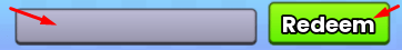 The empty code box and Redeem button in Insane Button Simulator 2