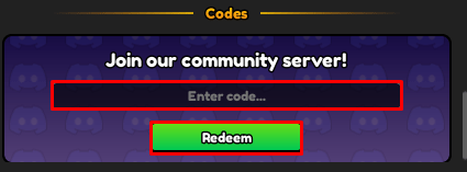 Anime Punch enter codes box and redeem button