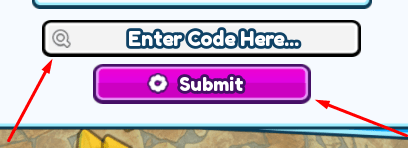 The Enter Code Here... box and Submit button in 2 Player Verity Tycoon