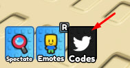 The "Codes" button in Sweepout!