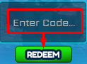 The "Enter Code" box and REDEEM button in Space Station Tycoon