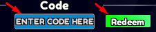 The "ENTER CODE HERE" box and Redeem button in Zombie Survival: Last Stand