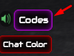 The "Codes" button in SKibi Defense 3.5