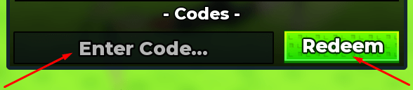 The Enter Code... box and Redeem button in Sell Ores