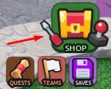The SHOP button in Building Boats