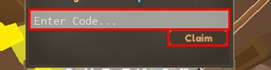 Pixel Blade enter codes box and claim button