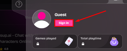 Roblox without downloading now.gg sign in button