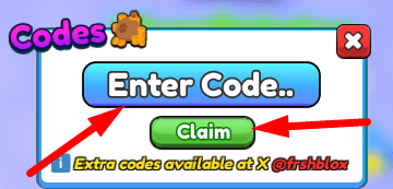 The code redeeming interface in Shoot Race Simulator