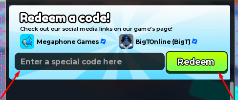 The Enter a special code here box and Redeem button in Color Escape!