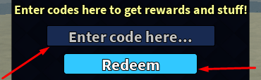 The Enter code here... box and Redeem button in Dino World