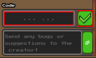 Slasher Blade Loot enter codes box and green tick icon