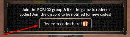 The Redeem codes here! box in The Veil