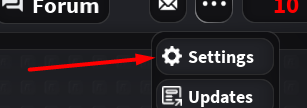 The Settings button in Vorton