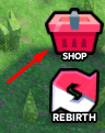 The "SHOP" button in Slime RNG
