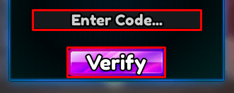 Anime Elementals enter codes box and verify button