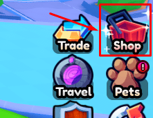The Shop button in Clicking Simulator Ultimate