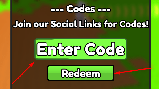 The Enter Code box and Redeem button in Build A Ring Farm