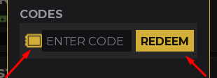 The ENTER CODE box and REDEEM button in Idle Mafia Game