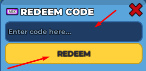 The "Enter code here" box and REDEEM button in Frame Mog Clavicular Simulator