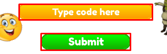 Shortest Answer Wins enter codes box and submit button