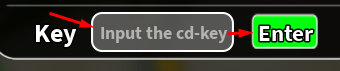 The "Input the cd-key" box and Enter button in Dinosaur Evolution