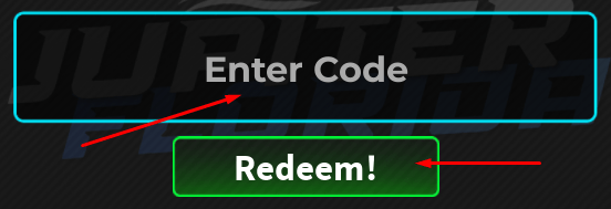 Enter Code box and Redeem! button to redeem codes in Jupiter Florida
