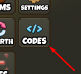The CODES button in Giant Simulator CLASSIC
