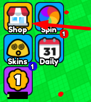 The Shop button in Eat Slimes to Grow HUGE