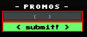 CRAB ROYALE enter codes box and submit button