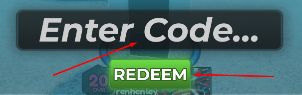 Enter Code box and REDEEM button to redeem codes in Football Nation