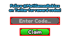 Parkour Obby enter codes box and claim button