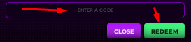 The "Enter a code" box and Redeem button in Oaklands
