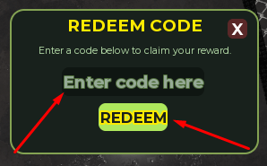 The Enter code here box and REDEEM button in War Rivals
