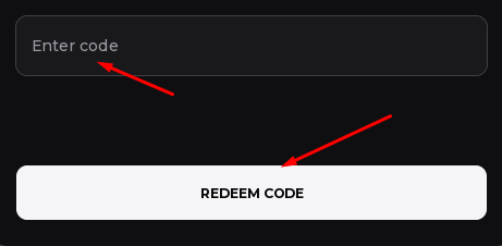 Enter code box and REDEEM CODE button to redeem codes in Emoto Cross