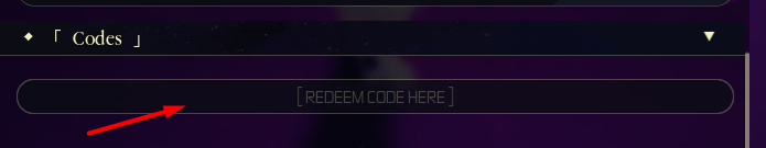 The REDEEM CODE HERE box in Anime World Tower Defense