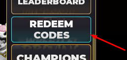 The REDEEM CODES button in WRESTLE! | Roblox Wrestling