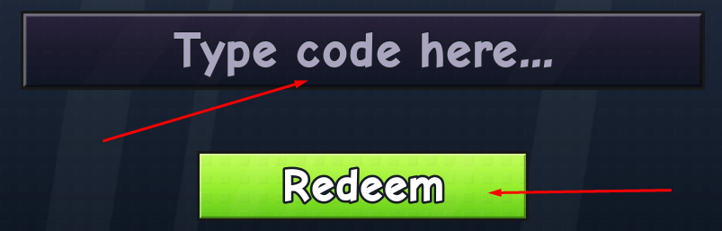 Type code here box and Redeem button to redeem codes in +1 Venom Evolution