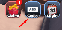 The "Codes" button in Tower Defense Simulator