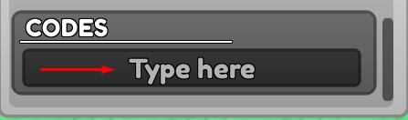 The codes section in the settings where you can type and redeem codes for Castle Defender