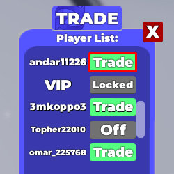 Ninja Legends player trade button