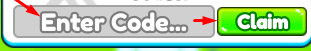 The "Enter Code" box and Claim button in Gym Jump Race