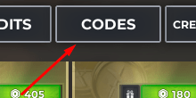 The CODES button in BloxStrike
