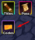 The "Codes" button in Dungeon Lootr