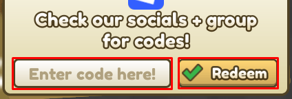 Steal To Be Rich enter codes box and redeem button