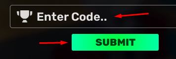 The "Enter Code" box and SUBMIT button in DUELS