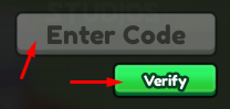 The "Enter Code" box and Verify button in Open Sea For Brainrots