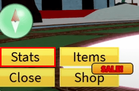 Blox Fruits stats button